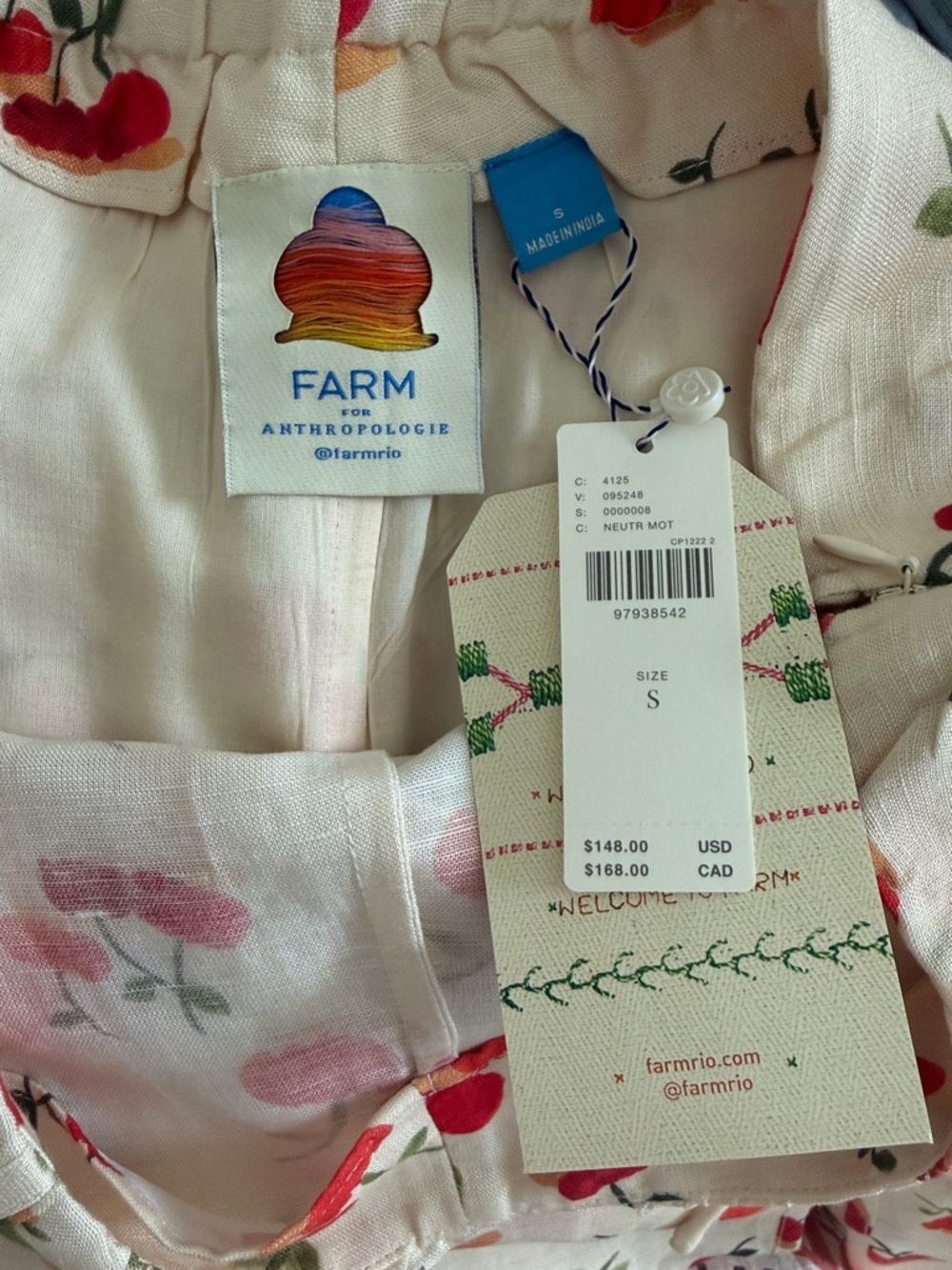 Farm Rio Cherry Print Mini Skirt in Cream and Red - Picture 2 of 3